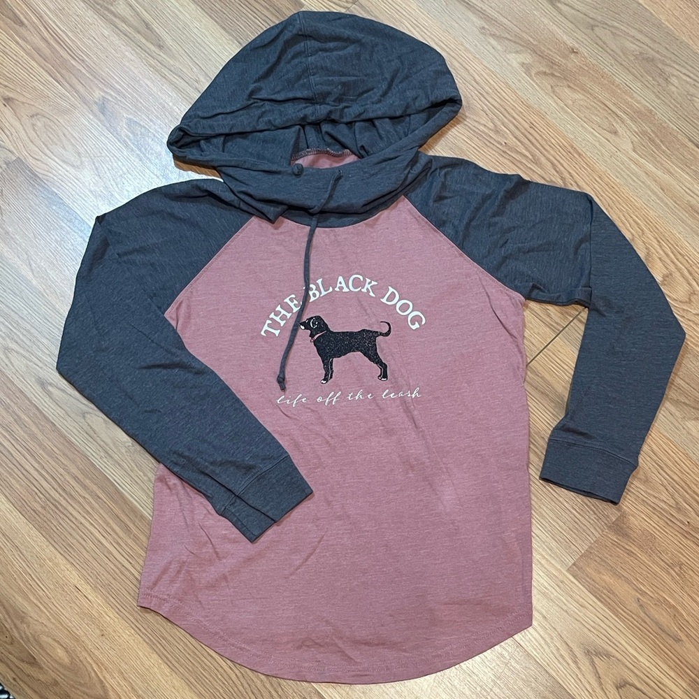 The Black Dog Women’s Hoodie in Pink and Charcoal
